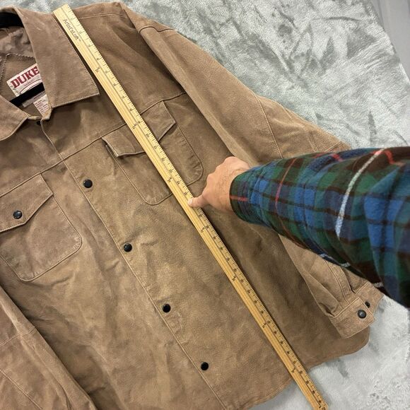 Duke Haband Leather Suede Snap Button Jacket Overcoat Men's 4XL Vintage Y2K - Picture 3 of 5